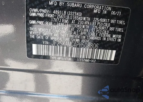 2023 Subaru Forester Wilderness from USA, damaged, VIN JF2SKAMC4PH508806